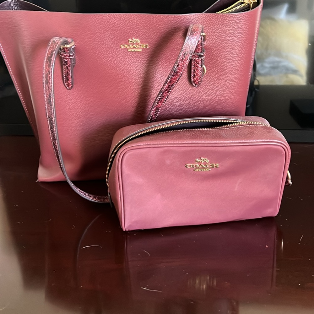 Coach purse/tote with smaller accessories bag.
